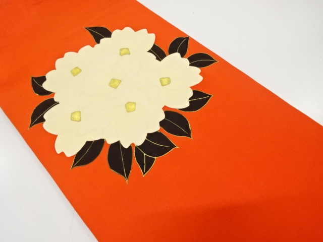 塩瀬　花模様　名古屋帯